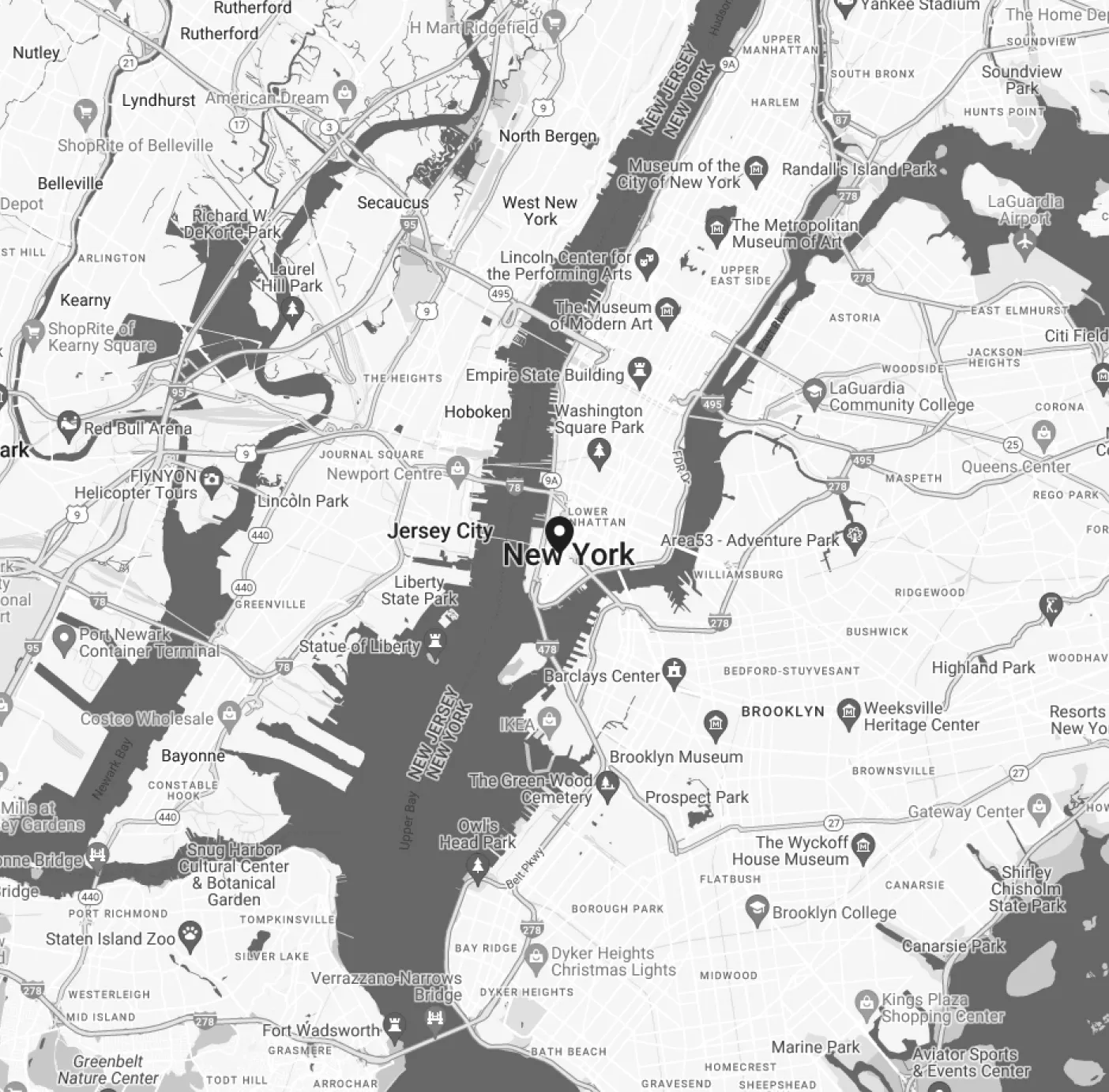 map image of the NYC studio location